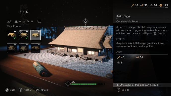 The Kakurega in the Assassin's Creed Shadows Hideout menu.