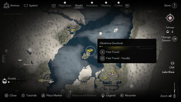 The location of Cat Island, AKA Okishima, in Assassin's Creed Shadows.