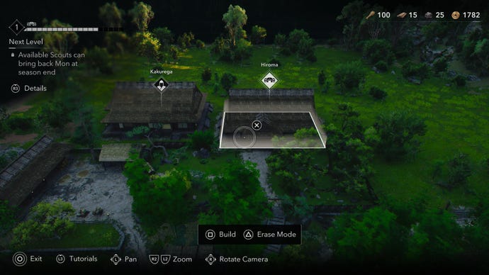 The Hiroma building in Assassin's Creed Shadows' base-building mini-game.