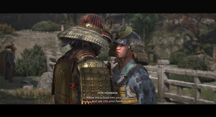 A romance scene between Yasuke and Hori in Assassin's Creed Shadows.