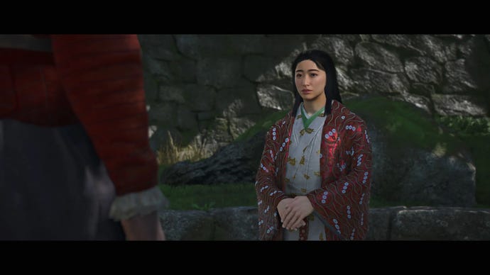 A romance scene between Yasuke and Lady Oichi in Assassin's Creed Shadows.