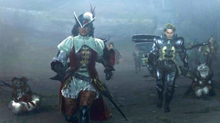 The Hunter and Olivia run into the fray alongside a bunch of Palicos in Monster Hunter Wilds.