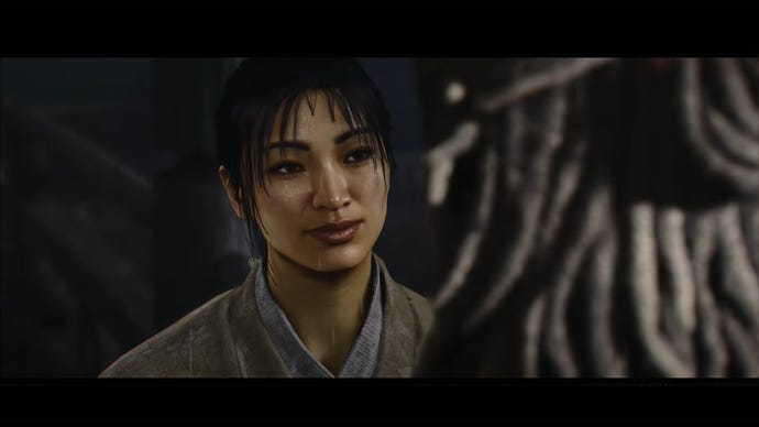 Rin looks at Yasuke fondly in Assassin's Creed Shadows.