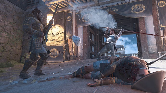 Yasuke uses his teppo to blast a foe away in Assassin's Creed Shadows.