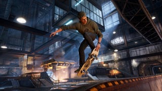 Tony Hawk on a skateboard (he's a skateboarder) in Tony Hawk's Pro Skater 3 + 4.