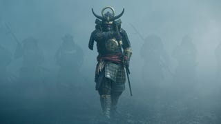 A cinematic image of Yasuke walking through the mist in Assassin's Creed Shadows.