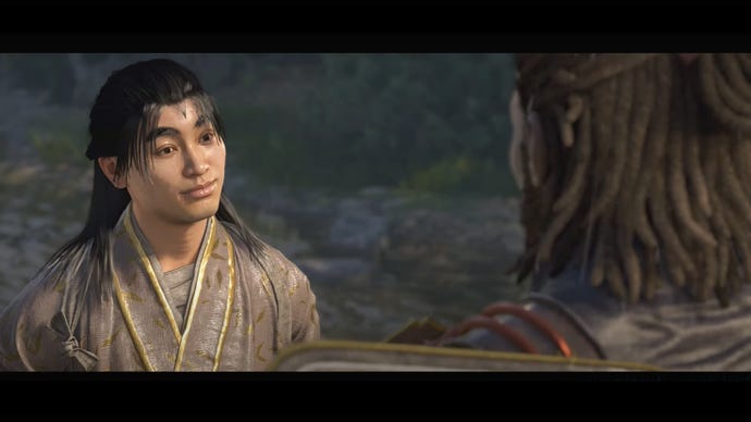 Ibuki looks at Yasuke in Assassin's Creed Shadows.
